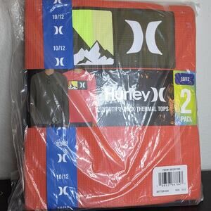 Hurley Thermal Shirts Youth Boys Orange/Olive Long Sleeve Size 10/12 Pack of 2